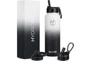 HydroPal Vacuum Insulated Stainless Steel Water Bottle, 1200ml/1000ml/750ml- 2 Lids (Straw Lid and Spout Lid), 2 Straws Water Bottle for 12 Hours Hot & 24 Hours Cold Drinks, Great for Work, Gym