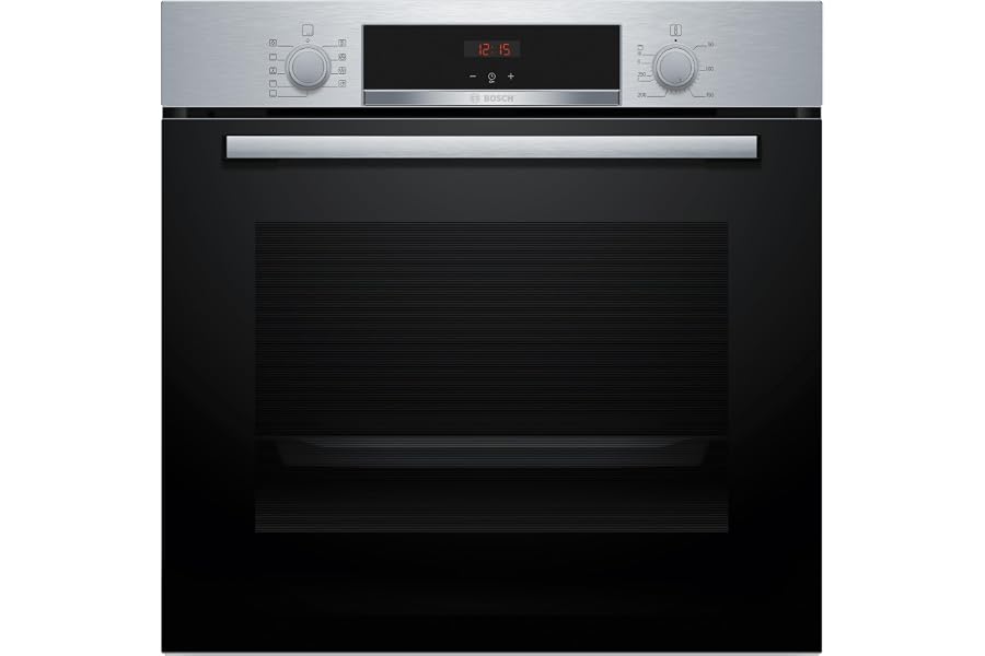 Bosch - Horno Multifunción, Serie 4, 60 cm. de ancho, Asistente de limpieza con agua, 3D Hotair, Acero, HBA514ES3