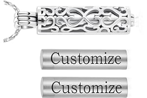Minicremation Cremation Urn Pendant Necklace with Hollow Cylinder Vial Keepsake Urn Cremation Jewelry Memorial Lockets for Ashes for Women Men