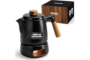 ‎MIAMIO MIAMIO - Zestaw Czajników z Podgrzewaczem / 1L / Czajnik do Herbaty 1000 ml z Zaparzaczem do Luźnych Liści - Prezent dla Kobiet/Miłośników Herbaty (Czarny)