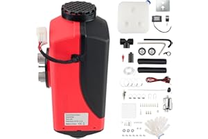 Fesuda 12V Dieselheizung, 5KW Standheizung Diesel, Air Diesel Heizung mit LCD Schalter Fernbedienung Schalldämpfer, Luftheizung für Auto RV Boote LKW KFZ PKW Wohnmobil (Schwarz Rot)