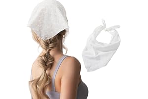 LUYANFX Bandeau Cheveux Triangulaire Femme Dentelle pour Filles Foulard Cheveux Bandana Vintage d'été Couvre-chefs Foulards Bohèmes Bandeaux pour Longs, Courts, Raides et Bouclés (Blanc, M)