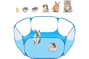 Amakunft Small Animals C&C Cage Tent, Breathable & Transparent Pet Playpen Pop Open Outdoor/Indoor Exercise Fence, Portable Yard Fence for Guinea Pig, Rabbits, Hamster, Chinchillas and Hedgehogs