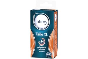 INTIMY - Préservatifs taille XL, x14 - Préservatifs Lubrifiés Avec Réservoir - Surface Lisse - Latex de Qualité Supérieure