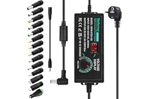 WEFOMEY 5A 120W Universal Einstellbarer Netzadapter, Einstellbares Netzteil Adapter, 100V-240V AC to DC 3V-24V Konverter mit 14 Tipps & Polaritätskabel Dimmbares Netzteiladapter für PC,5000mA Max
