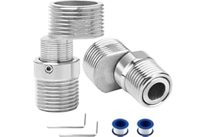 DBALL Adaptador de conexión de agua, 2 unidades, adaptador de grifo de acero inoxidable, diámetro de aprox. 26 mm, adaptador giratorio a 360°, para baño y cocina (longitud ajustable 44 mm - 55 mm)