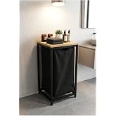 miyuhome Metal Kızaklı &Ccedil;amaşır Sepeti 40 LT Kirli Sepeti B&uuml;y&uuml;k Boy Raflı Kirli Sepeti Dar Alan Rafı siyah 60 x 100