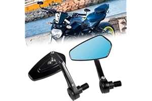 LOKLISUM Rétroviseur de Moto Aluminium Rétroviseu Embout de Guidon Moto Latéraux Miroirs Arrière Compatible avec Yamaha MT03 MT07 MT09 MT10 MT15 MT125 FZ1/FZS1000 FZ6 FZ6R XJ6 TMAX530 TMAX500 (Bleu)