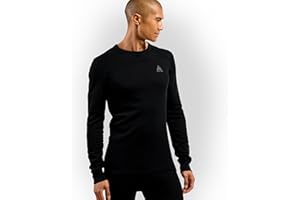 Odlo Herren Thermounterwäsche Herren Active Warm I Langarm Thermoshirt I Warme Skiunterwäsche I Langarm Thermoshirt mit Rundhals Funktionsunterwäsche Langarm Shirt (1er Pack)