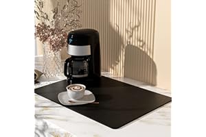 AUHSSAN Alfombrilla Escurreplatos, 40 x 60cm Absorbente, Diatomita, Protector Mueble Fregadero, Alfombra Seca Antideslizante para Encimera de Cocina (Negro)