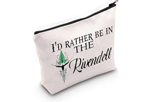 WZMPA Lord Rings TV Show Cosméticos Bolsa de Maquillaje Hobbit Fans Regalo I'd Rather Be In Rivendell Bolsa de maquillaje con cremallera Bolsa para Amigo Familia, Be In Rivendell