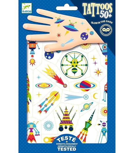 TATTOOS Tatuaggi DINOSAURI Con 50+ Tattoo RIMUOVIBILI Con 2 Fogli DJECO Dj09598 Eta 3 - 3