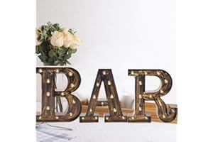 OYCBUZO Light Up BAR Sign, LED Vintage Letters Home Decor Name Signs - Illuminated Marquee Letter Sign Lights - Battery Operated - Lighted Accessories & Decorations