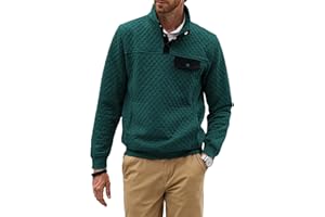 JMIERR Felpa Uomo Manica Lunga Casual Diamond Pattern Stand Up Collar Button Up Pullover Felpe S-2XL