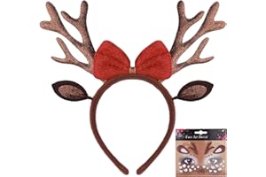 TAIHOBO Opaska do włosów z jeleniem, dla kobiet i mężczyzn, z porożem jelenia, damska opaska na włosy z motywem renifera, z kreskówki, z motywem jelenia, brokatowa opaska na włosy z reniferem, dla