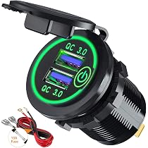 2 PACCHI QC3.0 Presa USB per Auto Doppio USB con Interruttore Touch 12V/24V 36W 2 Porte Caricabatteria Presa USB Impermeabile LED Indicazione per Car Boat Moto Marine Truck Golf Cart RV ecc 2 PACCHI QC3.0 Presa USB per Auto Doppio USB con Interruttore Touch 12V/24V 36W 2 Porte Caricabatteria Presa USB Impermeabile LED Indicazione per Car Boat Moto Marine Truck Golf Cart RV ecc