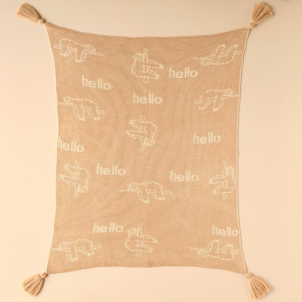 BELLA MAISON Sloth Hayvan Baskılı%100 Akrilik Battaniye, Bej, 100x120 cm