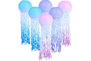LAKIGOES Lanterne di Carta Jellyfish,6 Pezzi Lanterne di Carta Colori da Appendere a Sirena, Decorazioni per Feste di Compleanno Sotto il Mare per Matrimoni Giardino Festa di Compleanno Famiglia Riunioni Patio