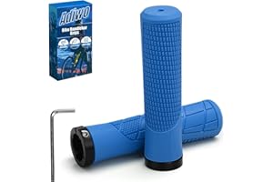Adiwo 1 Paio Manopole per Mountain Bike, Impugnature per Manubrio Bici Ergonomiche, Manopole Bici con Chiusura in Alluminio Antiscivolo, Diametro Interno 22 mm, Lunghezza 135 mm(Blu)