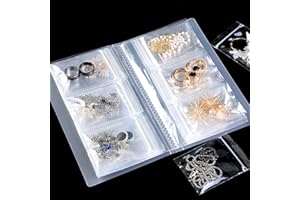 DOAFOCE Travel Jewellery Organiser Earring Storage and Jewellery Holder Transparent Jewelry Storage Book PVC Anti Oxidation Jewelry Storage for Rings, Necklace, Bracelets, Stud, Earrings(84 Grids+30 PCS BAG)