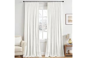 MIULEE Cortinas de terciopelo con cinta fruncida, juego de 2 unidades, 140 x 245 cm, bonito grosor y pesado, para salón, dormitorio, decoración, cortinas opacas, cortinas opacas de terciopelo blanco