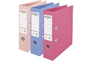 Rexel Pastel Plastic A4 Lever Arch Files, 3-Pack (Pink, Blue, Peach), Patented No.1 Power Mechanism, FSC Certified, Replaceable Spine Labels, Ring Binder, Archiving & Home Office File Organizer