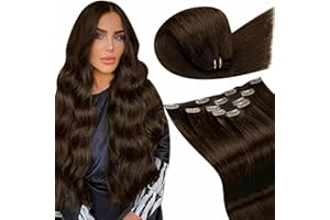 ‎LAAVOO LaaVoo Clip in Extensions Echthaar Braun Extensions Clip in Echthaar Haarverlängerung für Komplette Kopf Glatt Clip in Extensions Braun Doppelt Tressen Remy 30cm 5Stück/70g