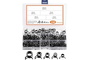 ZHENGYYUU 150 Stück Feder-Schlauchschellen, Schwarz Verzinkt, 6/7/8/9/10 mm, Für Kraftstoff/Wasser/Luft/Vakuumschläuche Aus Silikon, Diy Auto & Haushalt