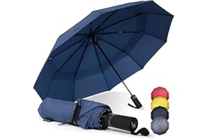 WLine Wind Ombrello Pieghevole Antivento da Pioggia con Apertura e Chiusura Automatica, Stoffa Teflon, Struttura Ultraresistente, Diametro 104cm (Blu senza Custodia)