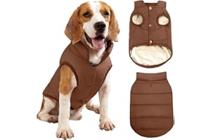 PETCUTE Chaqueta para Perros,Chaqueta de Perro con Forro Polar de 2 Capas,A Prueba de Viento Ropa para Perros Pequeños,Abrigo de Perro con Agujero para Arnés para Perros pequeñas, Medianas y Grandes