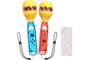 FASTSNAIL Sand Hammer Hand Grip for Nintendo Switch/Switch OLED, Game Controller Grips with Wrist Straps and Sticker for Switch Joycon, Detachable Grip for Samba de Amigo Sport Game Accessories