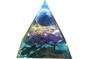 BESORGONE Pirámide de orgonita de lapislázuli, esfera de cristal con amatista, malaquita, Reiki, energía, Chakra, curación, pirámide de orgón