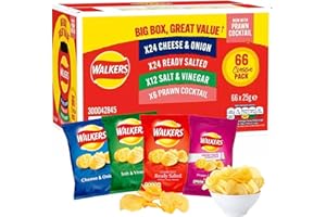 Kandy Collection Giant Crisps Multipack Snack Box - Pack of 66 x 25g Assorted Classic Walkers Crisps Bulk Buy. Multipack Crisps Potato Snacks