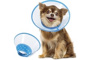 Vivifying Dog Cone Collar, 8-9.6 Inches Lightweight Plastic Elizabethan Collar Soft Medical Surgery Recovery Collar for Small Dog and Large Cat(Blue)
