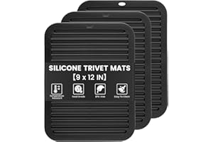 TOPULORS 3 Pack Silicone Trivets for Hot Pots and Pans 23x30cm Heat Resistant Trivet Mat Hot Pads for Kitchen Worktops Multipurpose Non-Slip Potholders Pot Holders Trivets for Hot Dishes - Black