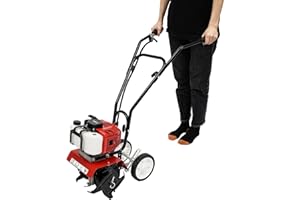 Tagtuell 52CC Tillers and Cultivators, Petrol Rotavator, Lawn Soil Cultivator for Soil Tillage, Cultivation, Loosening, 35cm Working Width, 3-10cm Depth