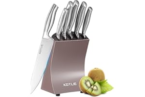 Coltelli da Cucina Professionali,KOTLIE Set Coltelli da Cucina,5 Pezzi Coltelli da Cucina con Ceppo Coltelli,Acciaio Inossidabile Porta Coltelli Cucina
