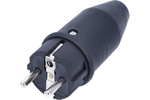 as - Schwabe Vollgummi-Stecker Schutzkontaktstecker mit doppeltem Schutzkontakt, Leitungen bis max. 2,5mm² - für den Außenbereich geeignet, 230V, 16A, IP44, Schwarz, Made in Germany, 61412
