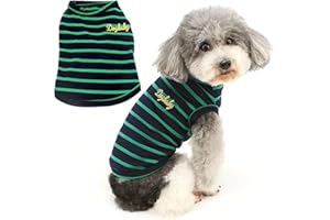 Zunea Stripe Summer T-Shirt for Small Dog Cat Puppy Soft Basic Shirts Tank Top Chihuahua Vest Clothes Breathable Dog Sweatshirts Boys Male Pet Beachwear Camp Tee Shirt Green M