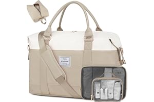 LOVEVOOK Borsa da Palestra, Borsone Viaggio Dona, Bagaglio a Mano 45x36x20 Ryanair Easyjet, Ospedale Parto Lavoro Piscina Duffel Bag Nascita per Scuola,Cachi