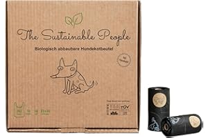 The Sustainable People 252 Sacs à déjections canines biodégradables - certifiés OK compost HOME - 100 % biodégradables - grands & extra épais (18 µm), sûrs & résistants à l’humidité