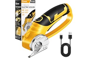 Saker Cordless Electric Scissors,4V Rechargeable Cardboard Box Cutter Fabric Scissor with Safety Lock & LED Light,Power Rotary Cutter for Leather Carpet Plastic Cutting (Cordless Scissor, Green)