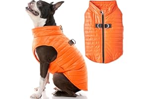 Gooby Puffer Hundeweste – Orange, XSmall – Ultra Dünn Wasserabweisend Reißverschluss Hundejacke mit DRingLeine – Kleiner Hundepullover mit Reißverschluss Windschutz – Hundekleidung für drinnen und