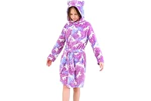 Piefry Gatti Accappatoio per Ragazze Vestaglie in Morbido Pile con Cappuccio e Orecchie di Gatto