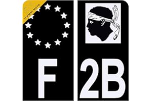 HADEXIA Autocollant Sticker Plaque d'immatriculation Moto Département 2B Haute-Corse Noir Plaque Plexiglas