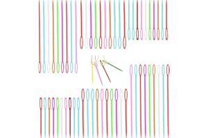 Ryaupy 60 Pcs Plastique Aiguilles À Coudre, Aiguilles à Tresser, Enfants Craft Projets Aiguille, Aiguille a Laine, Ldéal pour Les Loisirs Créatifs de Couture, débutants, 5.5cm / 7cm / 9cm (Coloré)