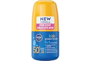 NIVEA Sun Kids Protect & Care SPF 50+ Roll On (50ml), Sunscreen with SPF 50, Roll-On Kids Sun Cream for Delicate Skin, Immedi