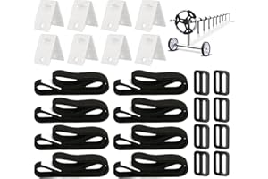YOYIAG Lot de 8 bandes de fixation et pinces de fixation pour film de piscine, universelles, fixes, accessoires pour bâches de piscine, bâche de piscine