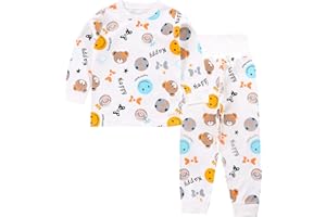 YANWANG 100% bawełna Baby Boys Girls Piżamy Zestaw z długim rękawem Bielizna nocna