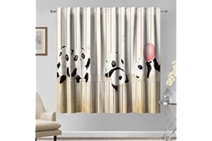 Kzzfqxb Enfants Rideaux 117x138cm 2 Panneaux, adorables Pandas espiègles grimpant à des clôtures en Bambou fenêtre drapés, décoration de Dessin animé Mignonne pour Chambre d'enfant Salon